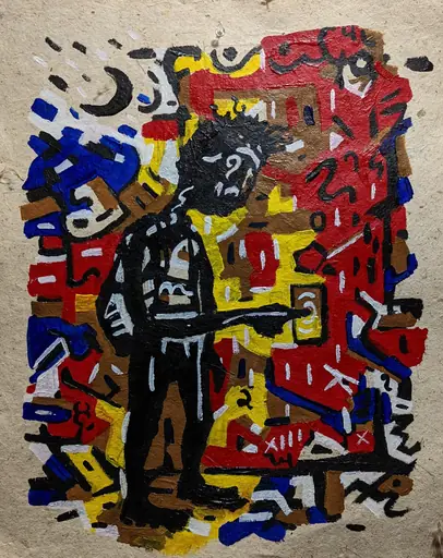 Not Home Yet, 2022, acrylic on handmade paper